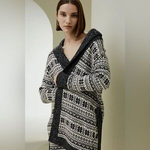 Lilysilk Wool Cardigan Fair Isle Design Small 100% Wool NWT